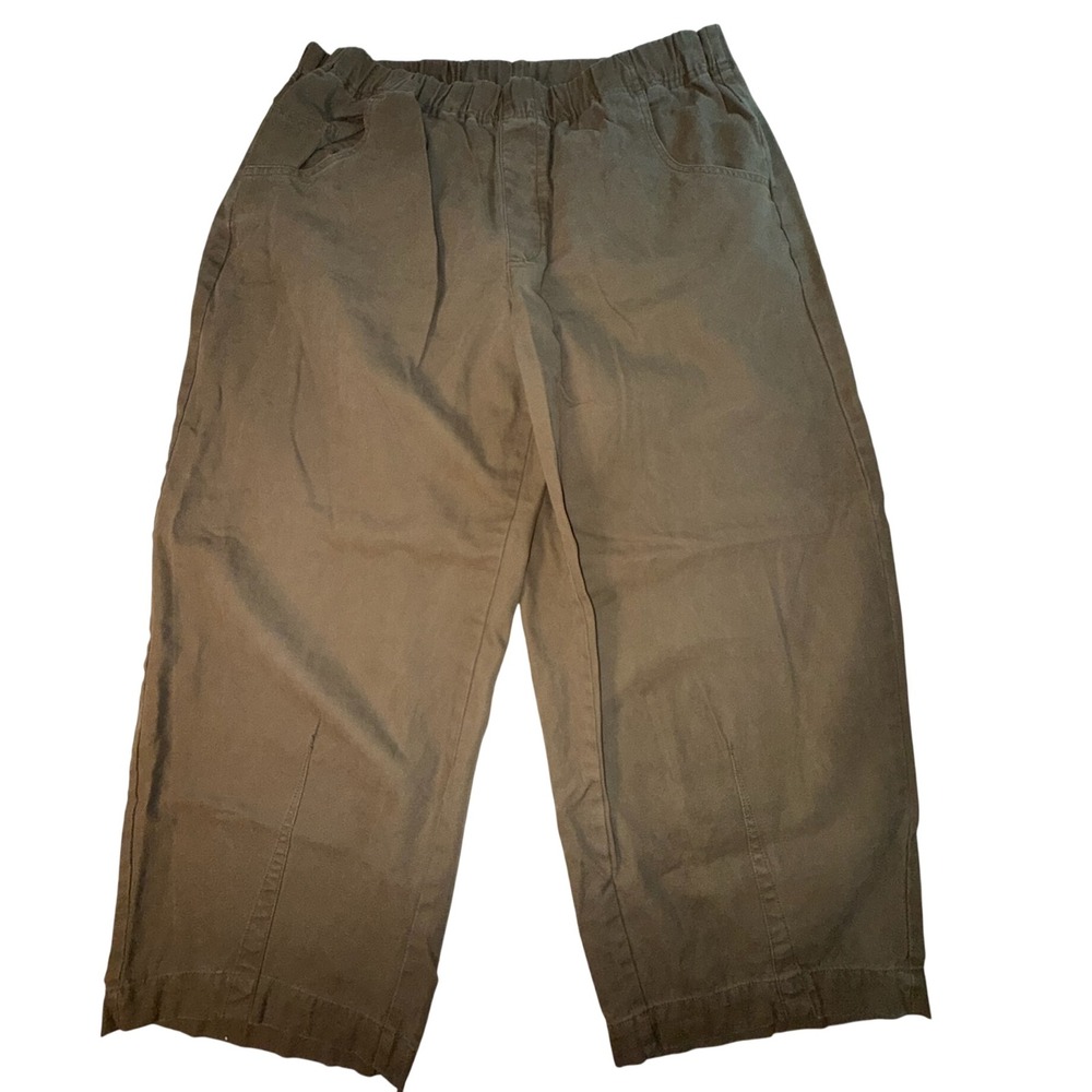 Universal Thread Womens XXL Olive Brown Elastic Waist Cropped Wide Leg Pants